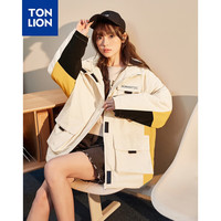 唐狮（TonLion）2023棉衣女ins工装风连帽外套 希腊白 S