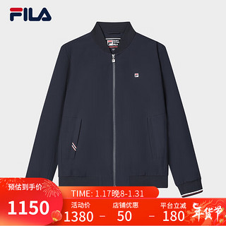 FILA 斐乐 男士梭织外套2024春时尚简约基础商务休闲上衣 传奇蓝-NV 175/96A/L