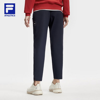 FILA 斐乐女士梭织长裤2024春季基础简约直口运动裤 深辰蓝-NV 170/70A/L