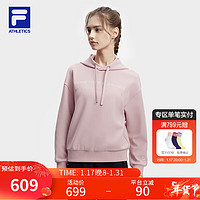 FILA 斐乐女子针织连帽上衣2024春简约宽松运动卫衣 淡紫红色-PK 170/88A/L