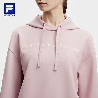 FILA 斐乐女子针织连帽上衣2024春简约宽松运动卫衣 淡紫红色-PK 170/88A/L