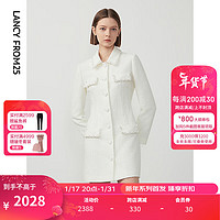 朗姿法式高级感气质长袖a字西装裙女2024年春收腰显瘦连衣裙 白色 L