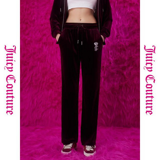 橘滋【JUICY COUTURE】奢华勃艮第皇冠logo烫钻丝绒女式休闲裤