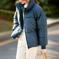 SENTUBILA 尚都比拉 冬季棉衣女短款宽松立领外套加厚棉服上衣 靛蓝 M
