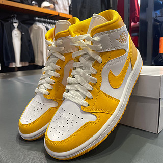 NIKE 耐克 男女鞋Air Jordan 1Mid白黄BQ6472-117