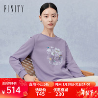 FINITY菲妮迪品牌套头卫衣2024春季简约时尚印花休闲风棉质圆领上衣 紫色 S
