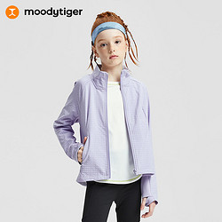 moodytiger 立领外套女童春秋款2023新款拼接纯色短款儿童运动外套
