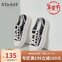 St&Sat/星期六时尚运动休闲鞋夏松糕底网状女鞋SS22112691 黑色 37
