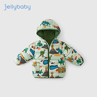 JELLYBABY儿童恐龙衣服冬装宝宝轻薄外套秋冬羽绒服男童2023 浅绿恐龙 90CM