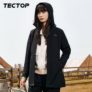 TECTOP 探拓 软壳衣女户外保暖风衣显瘦透气女士休闲外套 女款黑色 S