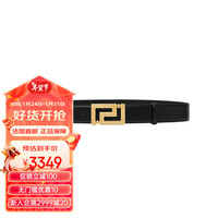 范思哲(VERSACE)男士黑色牛皮革Greca雕刻金扣腰带4cm 90