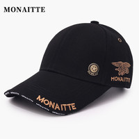 蒙奈特(MONAITTE)帽子男鸭舌帽秋冬大头围户外运动保暖刺绣冬季防晒棒球帽女潮 黑色(四季款) 加大码(61-65CM)