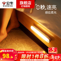 公牛(BULL)智能人体感应LED小夜灯家用卧室床头睡眠充电起夜过道走廊 2只装【感应款】暖黄光小夜灯26cm
