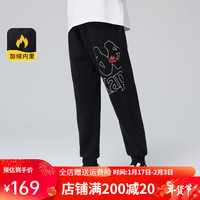 Kappa Kids儿童长裤加绒冬装百搭活力休闲中大童 黑 1