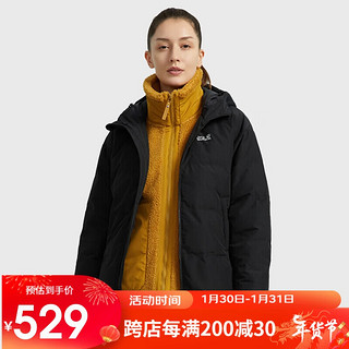 狼爪 羽绒服女防泼水防寒保暖550蓬外套5221101 6000黑色(女) M