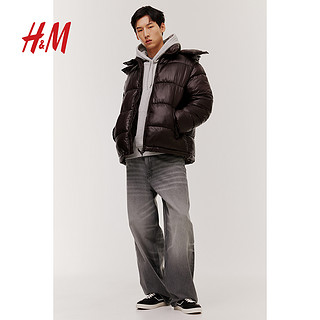 H&M HM男装棉服保暖休闲舒适大廓形连帽面包服1196497