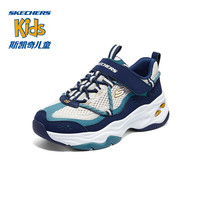 Skechers斯凯奇童鞋休闲男女童运动鞋中大童熊猫鞋老爹鞋405210L 海军蓝色/多彩色/NVMT 33