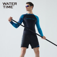 WATERTIME 蛙咚 泳衣男泳裤套装双层速干五分裤防尴尬长袖防晒游泳衣男士游泳装备 浩瀚银河-泳衣泳裤套装 2XL码(175-180cm/75-85kg)