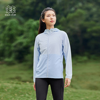 KOLON SPORT/可隆皮肤衣 女子春夏户外休闲防风轻薄徒步防晒夹克 LKJK4MNT02-LB 浅蓝色 155/XS