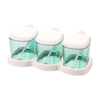 CHAHUA 茶花 调料盒玻璃调味罐厨房家用家用组合套装调味罐佐料瓶防潮厨房用品 绿色调味盒3组装