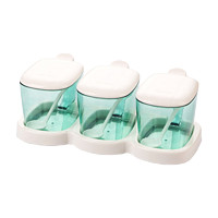 CHAHUA 茶花 调料盒玻璃调味罐厨房家用家用组合套装调味罐佐料瓶防潮厨房用品 绿色调味盒3组装