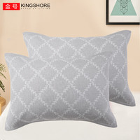 金号枕巾 简约格子纯棉加厚吸汗大枕巾 寝室家用透气枕巾 78*52cm 【网格】灰×2