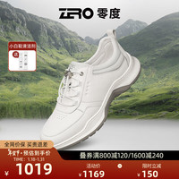 零度男鞋2024春夏季真皮透气缓震舒适徒步轻户外免系带运动休闲鞋 白色 40