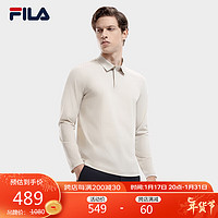 FILA 斐乐 男子针织长袖POLO衫简约商务休闲上衣 雾土灰-GY 170/92A/M