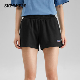 斯凯奇（Skechers）夏季女子透气时尚简约百搭针织休闲运动短裤L122W108 碳黑 L