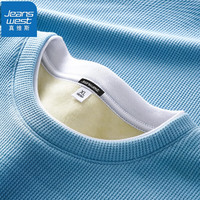JEANSWEST 真维斯 圆领卫衣加绒秋冬款保暖舒适打底衫纯色简约款青少年套头衫潮牌 牛仔蓝
