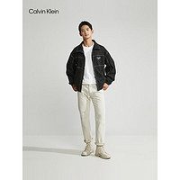Calvin Klein Jeans23早秋男士弧形字母印花明辑线拉链立领夹克J323821 BEH-太空黑 S