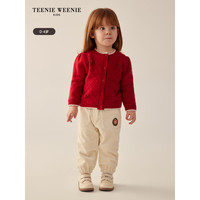 TEENIE WEENIE Kids小熊童装24春季款女宝宝圆领立体波点毛衣开衫 红色 110cm