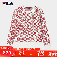 FILA 斐乐官方女子编织衫2024春季新款时尚简约基础休闲套头毛衣 传奇红-RD 170/88A/L