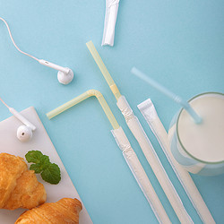 CHAHUA 茶花 吸管一次性单独纸包装塑料可弯曲儿童孕妇牛奶茶食品级150只