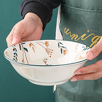 万享2个汤碗 家用陶瓷大号汤碗拉面碗斗碗汤盘餐具沙拉面碗釉下彩