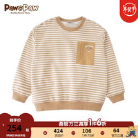 PawinPaw卡通小熊童装20男女童条纹卫衣圆领上衣 米色/35 110