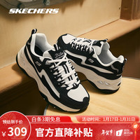 斯凯奇（Skechers）女鞋2024春季时尚休闲鞋女款低帮运动厚底老爹鞋闪电熊猫鞋 BKW-黑色/白色 36