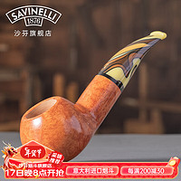 沙芬（SAVINELLI）手工石楠木烟斗P427帕洛玛彩嘴意大利高档男女士烟具 【320斗型 作家半弯斗 大号】