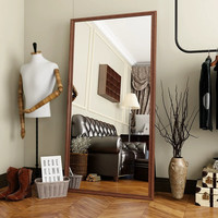 金画笔(GOLDBRUSH)复古全身镜落地穿衣镜家用服装店试衣镜女生卧室镜子壁挂立体镜 复古黑胡桃 70*170【可落地壁挂、高清防爆】