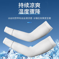 洛克兄弟(ROCKBROS)《洛克兄弟》冰丝防晒袖套套袖开车骑行防紫外线护手臂套男女 白色(均码 适合60-200斤)