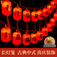 岁艺 SHUIYI新年福字led灯带室外红灯笼灯串户外防水流苏灯插电款长款