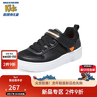 Skechers斯凯奇儿童鞋春秋款小白鞋女童透气板鞋轻便中大童休闲鞋405698L 黑色/炭灰色/BKCC 38