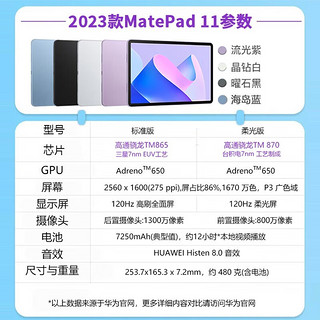 华为平板电脑matepad11 高刷全面屏二合一娱乐ipad 高刷标准版丨8+256GB WiFi 晶钻白 标配+大礼包 标准版丨8G+256G WiFi版 晶钻白