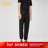 Cabbeen 卡宾 男装黑色时装休闲裤新款潮流刺绣束脚裤F 煤黑色01 48/170/M