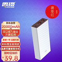 雷摄（LEISE） LS-DX02移动电源20000毫安大容量充电宝 （白色）双口输入输出/苹果/安卓/Type-C/小米/华为通用 【爆款】2万毫安双USB充电宝