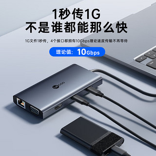 联想来酷 Type-C扩展坞10Gb传输HDMI线VGA兼容雷电3转换4K投屏苹果华为电脑USB3.2分线器PD充电七合一LKC1329