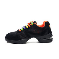 SANSHA 三沙 运动舞蹈鞋女气垫网面彩色现代舞鞋广场舞鞋透气H131M黑38