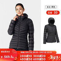 DECATHLON 迪卡侬 羽绒服冬户外加厚长款连帽运动短款羽绒内胆外套MT500 女款经典黑 L