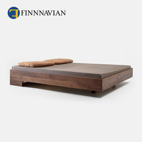 芬·纳维亚 FINNNAVIAN 芬纳维亚  主卧日式卧室双人床Vilo-3现代黑胡桃全实木床 典雅黑【橡木】 1.8m