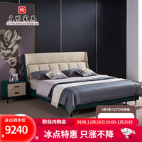 光明家具现代简约真皮床主卧1.8米双人床婚床卧室家具组合 15512 一床1柜+床垫